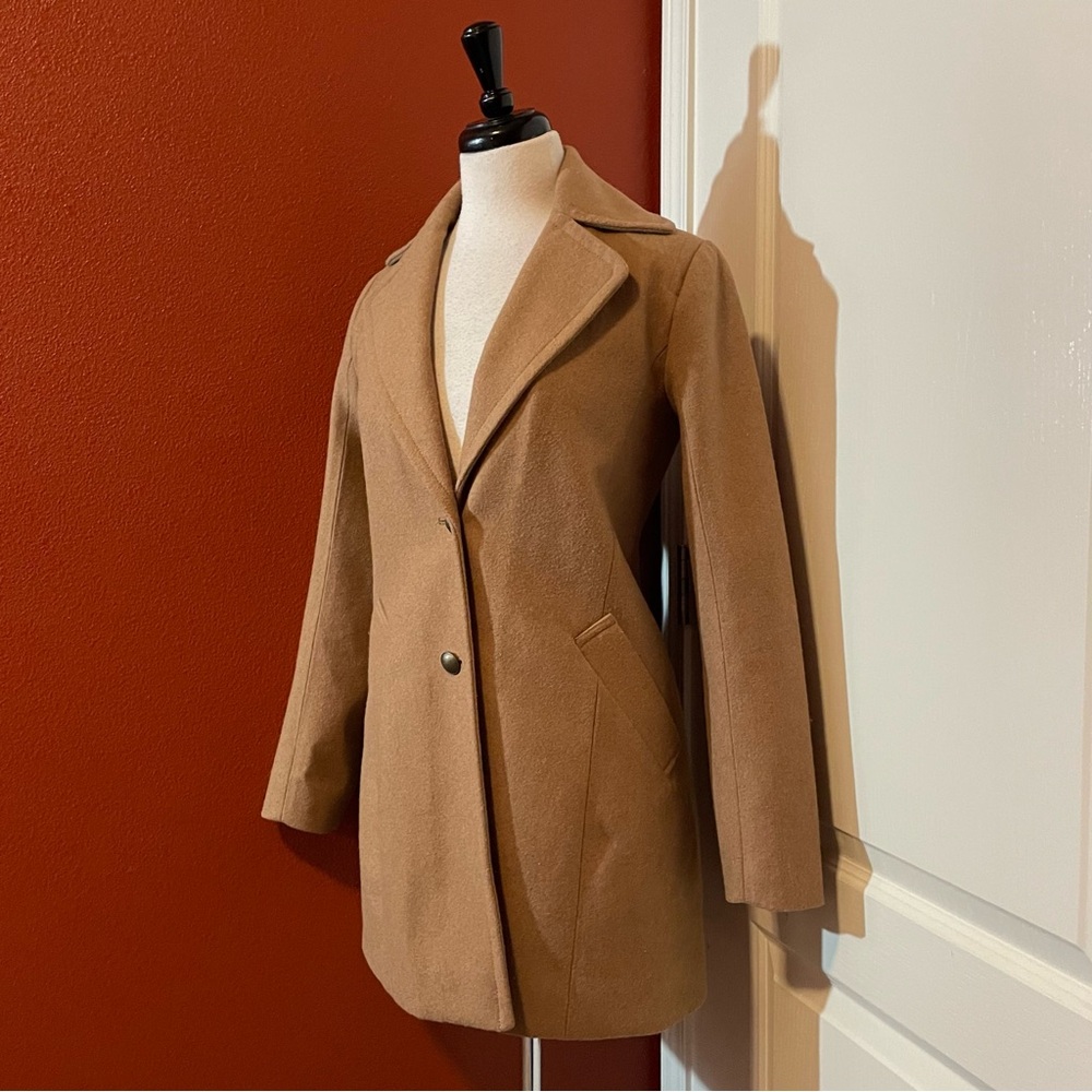 Abercrombie & Fitch Women’s Classic Tan Two Button Front Wool Blend Topcoat